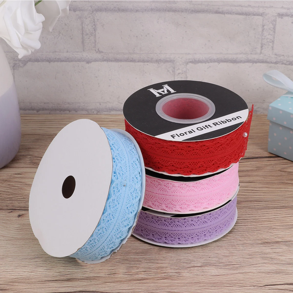 

Ribbon Lace Trim Ribbons Crafts Glitter Roll Decoration Packing Wedding Edging Fabric Satin Floral Vintage Flowersbow Hair