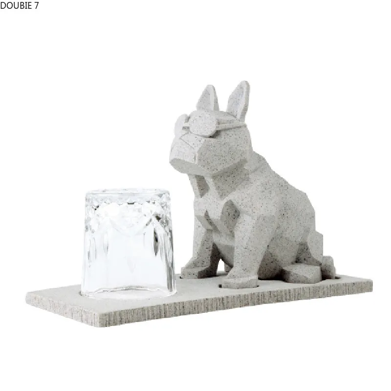 

Creative Cute Dog Sandstone Electric Toothbrush Holder Bathroom Accessories Supplies Glass Gargle Cup with Tray Three-piece Suit