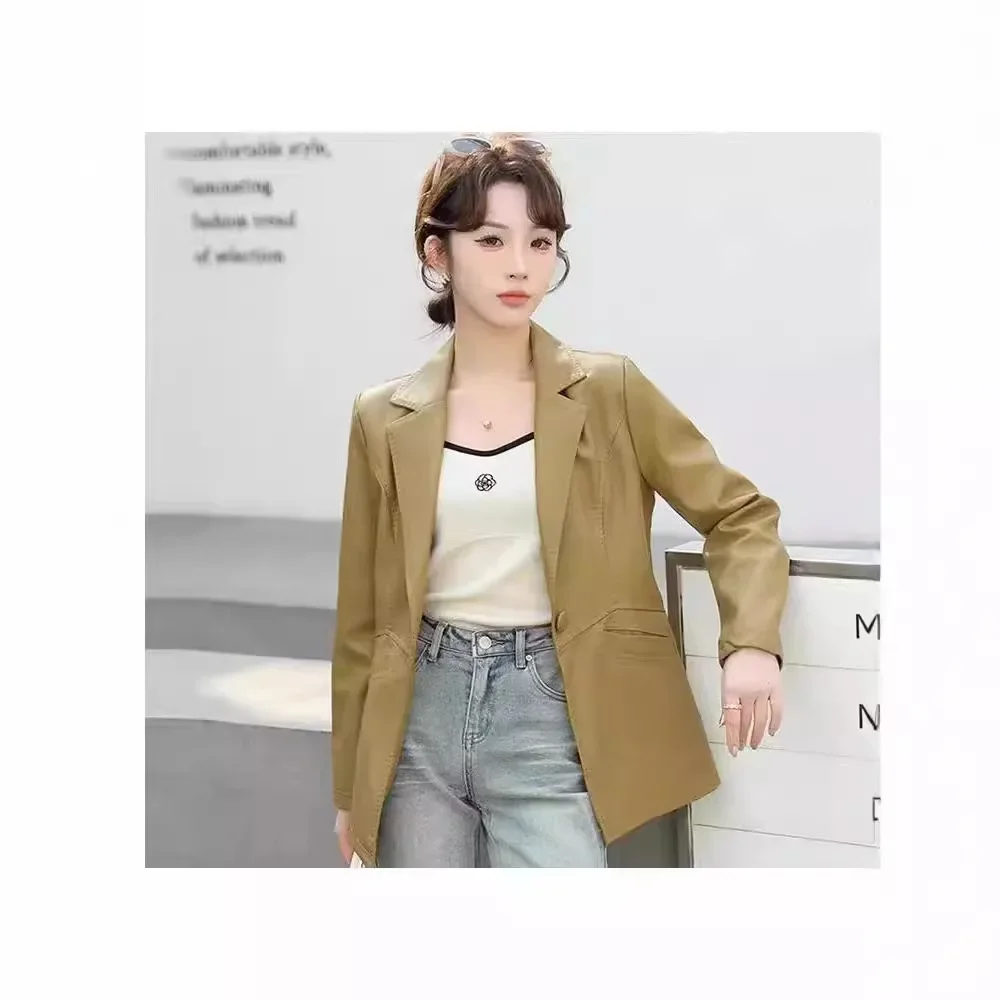 Куртка женская кожаная средней длины повседневный топ в западном стиле для весны