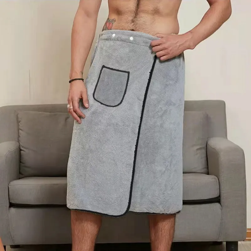

Wearable Mircofiber Men Bath Towel Wrap With Pocket Super Absorbent Magic Swimming Beach Home Shower Towels Bathroom 80*135cm