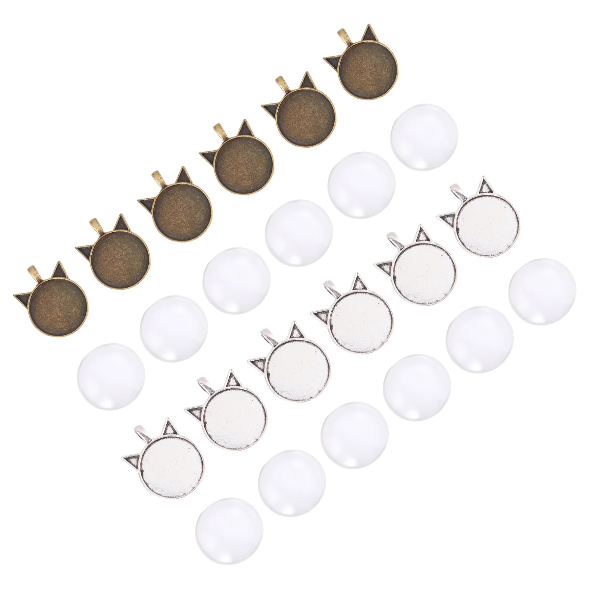 48 Pcs Round Cat Bottom Pendant Charm Alloy Necklace Sets Dome Pendants Necklaces