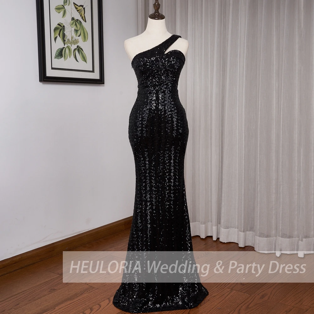 

Long formal prom evening dress one shoulder beading sequine wedding party dress Sparkle Mermaid Evening Dress
