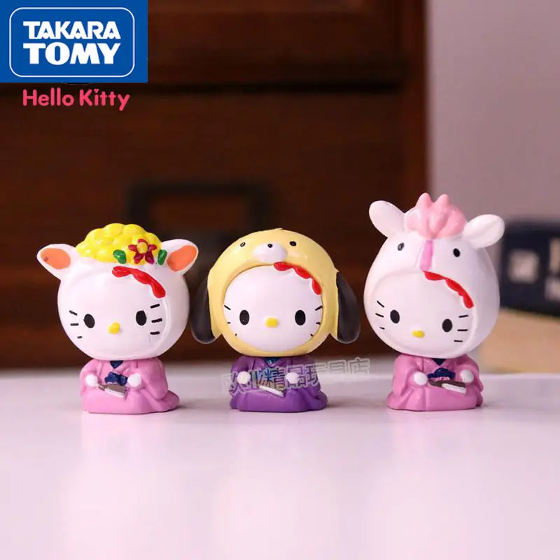 

TAKARA TOMY Fashion Cute Cartoon Hello Kitty Blind Box Doll Simple Car Interior Child Hand Doll