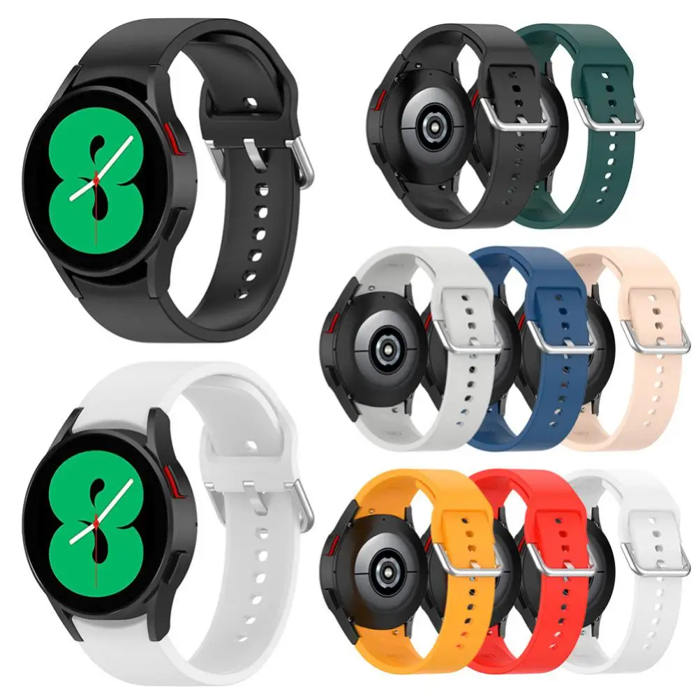 

Ремешок силиконовый для Samsung Galaxy Watch 5/5pro, браслет из нержавеющей стали с серебристой круглой пряжкой