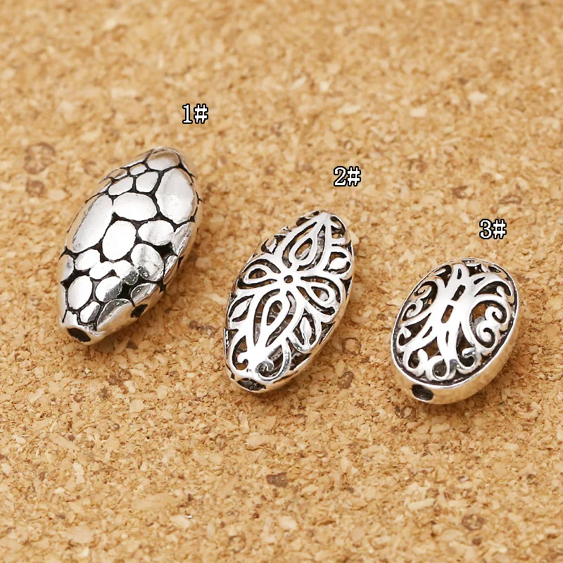 

S925 Silver Ornaments Diy Accessories 10 MM Hollow Out Olive Isolation Flat Beads