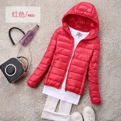S-4XL Autumn Winter Women White Duck Hooded Down Jacket Female Ultra Light Down Coat Puffer Parkas Short Tops