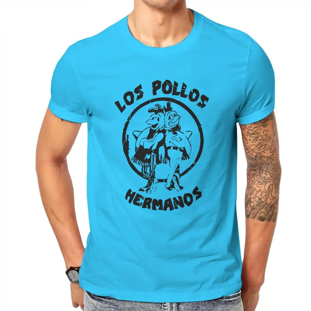 Breaking Bad T Shirts for Men Cotton T-Shirt Crewneck Los Pollos Hermanos Chicken Brothers Tee Shirt Short Sleeve Clothes Gift