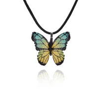 cute colorful butterfly necklace for women girls natural real leaf cut butterflies shape aesthetic rope pendant necklace jewelry
