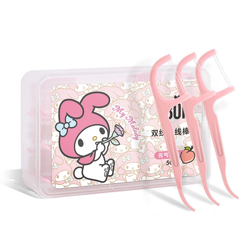 50 шт. Sanrio Kuromi Floss Toothpick My Melody Fruit Flavor Dental Pick Зубочистка Засіб для чистки зубов с