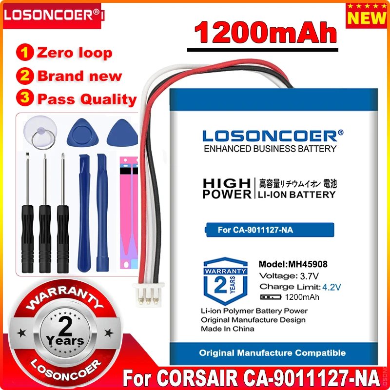 Аккумулятор MH45908 1200 мА · ч, для беспроводной игровой гарнитуры CORSAIR CA-9011127-NA 9011136-AP Garmin H2100 Dolby 7,1