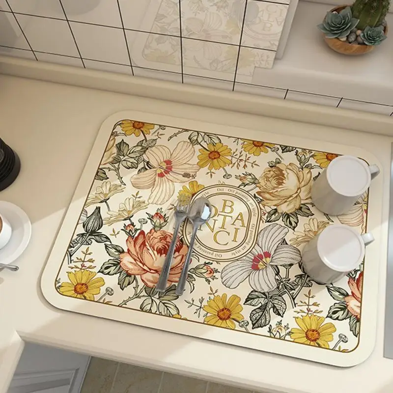 

2023 Non-slip Drain Pad Washable Drying Pad Plates Draining Mat Kitchen Accessories For Kitchen Counter Household Dish