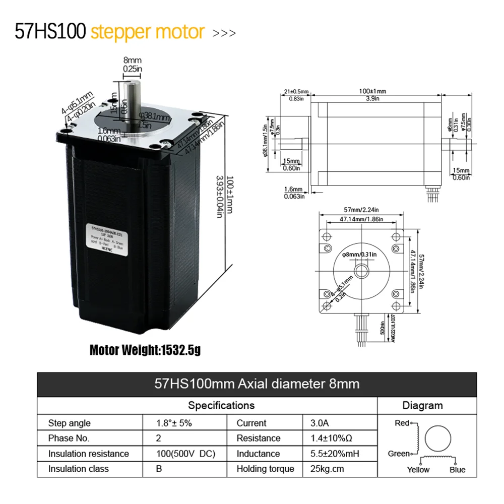 

Шаговый двигатель HLTNC 57 мм