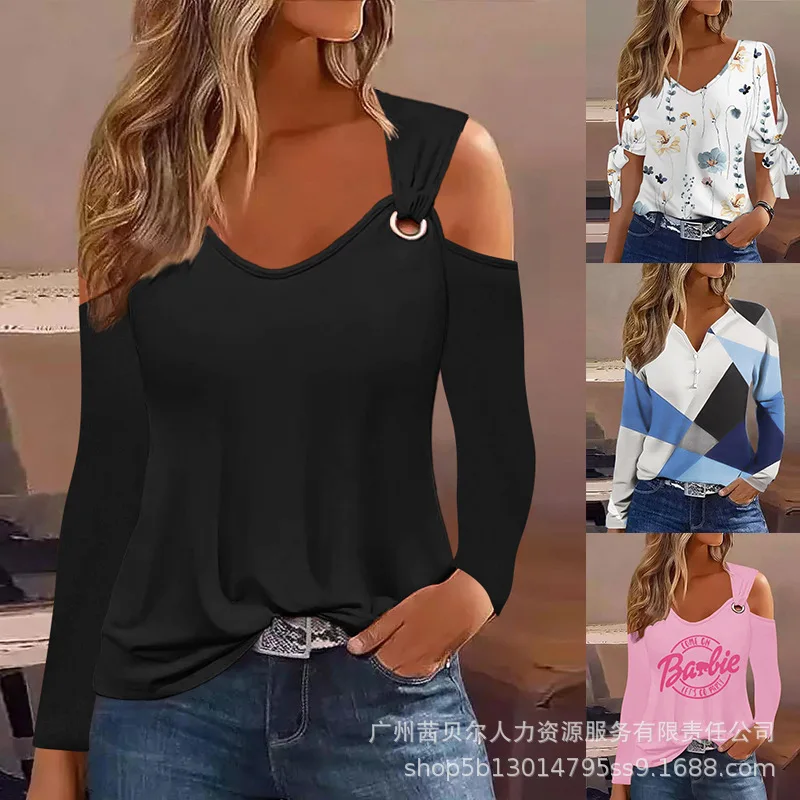 

Топ с открытыми плечами, круглым вырезом и длинным рукавом