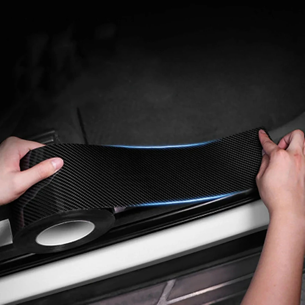 2pcs Carbon Fiber Car Stickers Door Scuff Anti Scratch Tape Protection Film Exterior Accessories Car Sticker 5cm*3m
