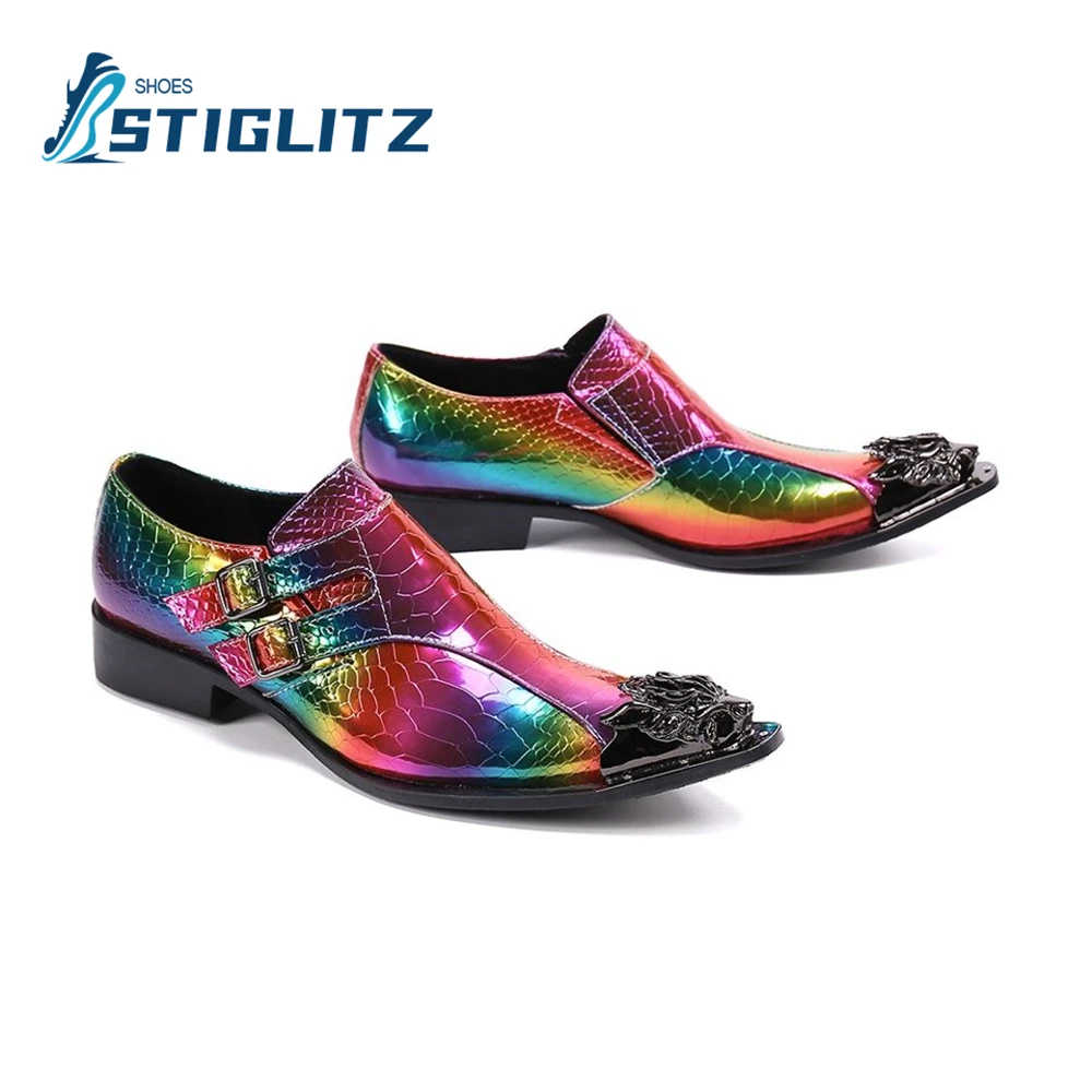 Новинка мужские кожаные туфли Модные цветные для ночного клуба модные