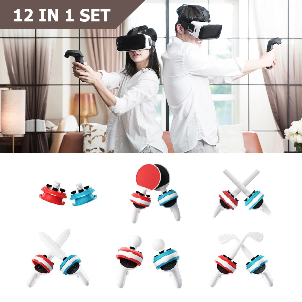 

Комплект игровых аксессуаров из АБС-пластика 12 в 1, контроллер, защитный чехол, аксессуары для виртуальной реальности, контроллер для Oculus Quest...