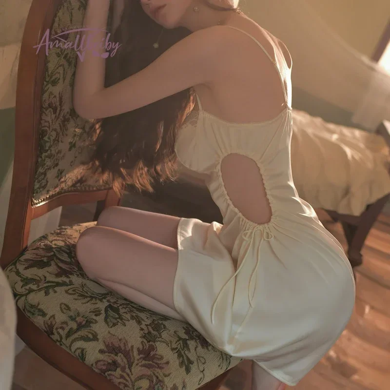 Элегантная пижама нижнее белье из вискозы кружевная ночная рубашка на