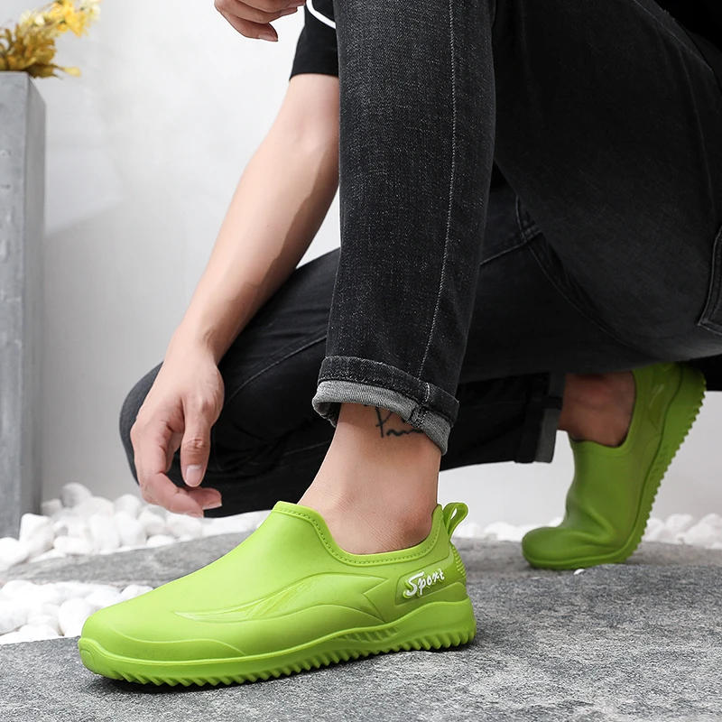 Мужские модные короткие водонепроницаемые резиновые сапоги для рыбалки и