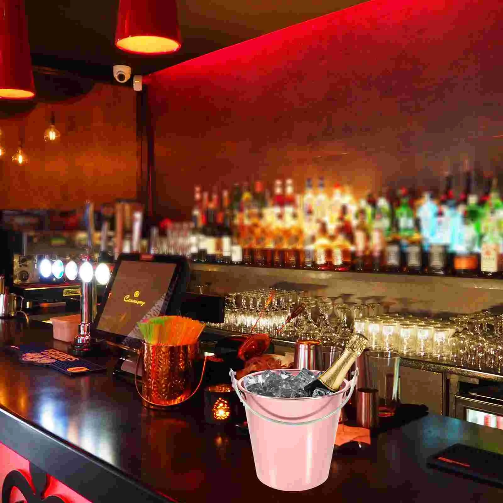 

Ice Cube Tong Metal Pail Lid Tub Double Wall Ice Bucket Heavy Duty Ice Pail Ice Cooling Bucket Retro Cooler