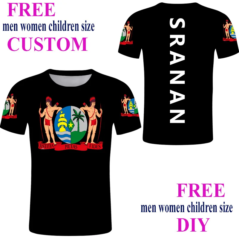 

Suriname Custom Male Tee-shirt Green Cool Streetweare T-shirt Black Sranan Print Sarnam Country Flag Clothing