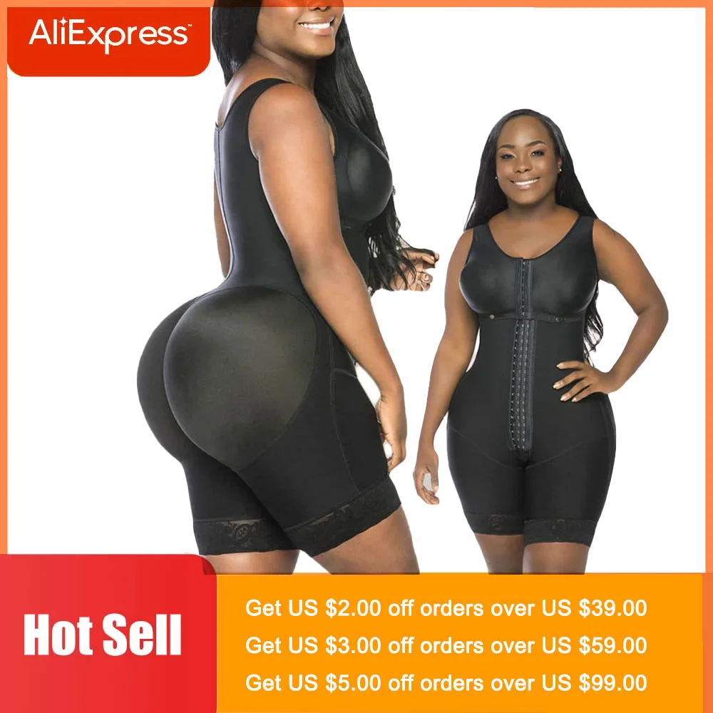 

Women Shaper Slim Tummy Shapewear Black Lace Full Body Stage 2 With Bra Body Shaper Post Surgery Waist Trainer Fajas Colombianas