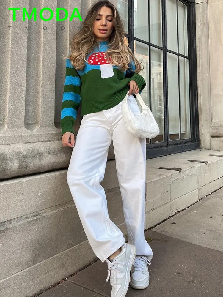 Женский свитер с длинным рукавом T MODA Za Вязаные Пуловеры свободного покроя