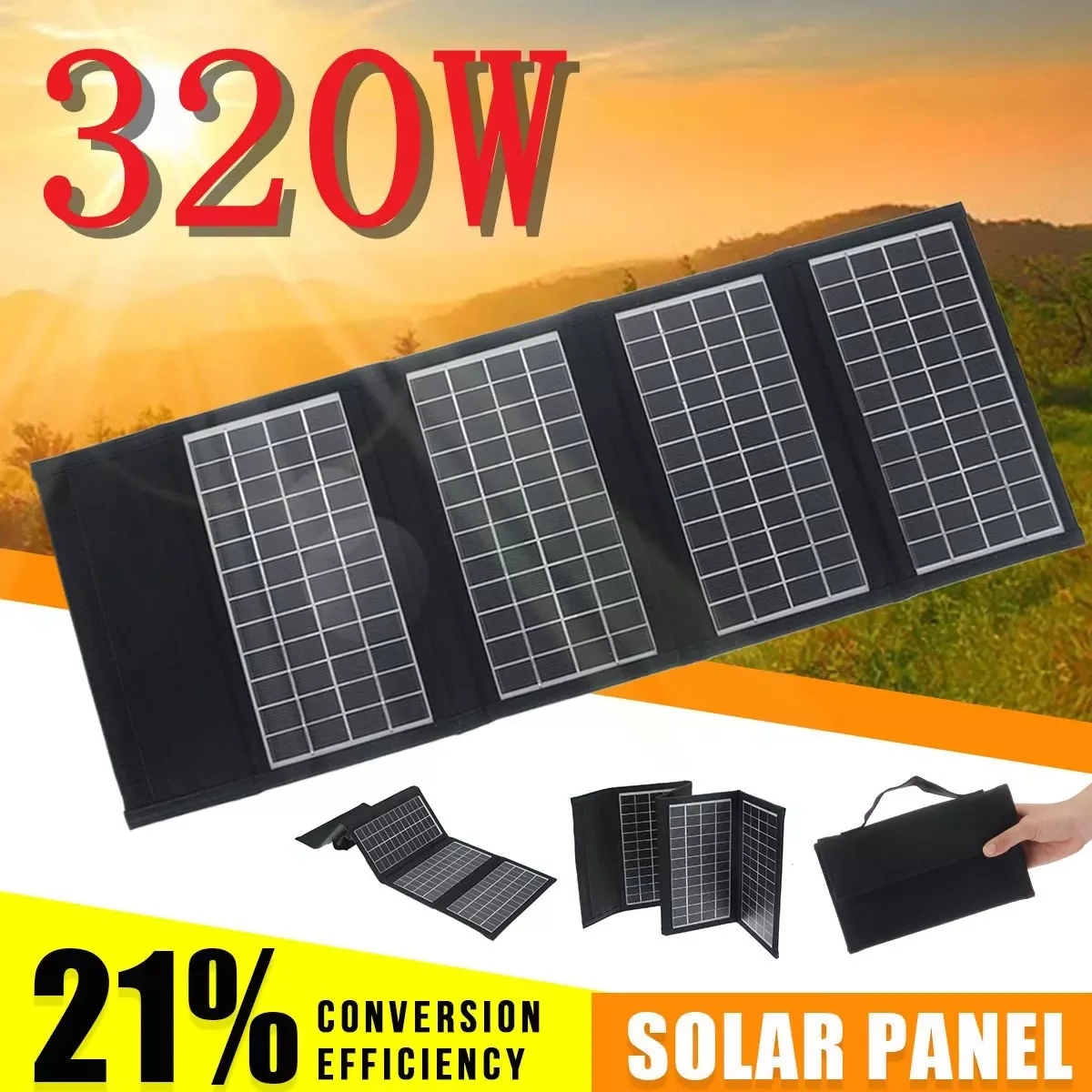 

320W Sunpower Solar Panels Portable Foldable Solar Panel Waterproof Outdoor Crystalline Solar Cells Charger 670x245 mm