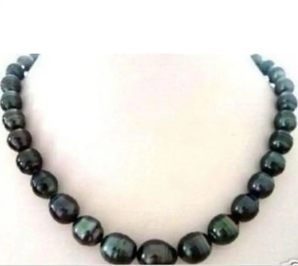 

Genuine Natural 18''8-9mm baroque Natural tahitian black pearl necklace