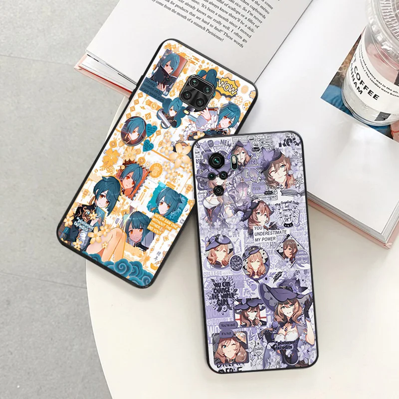 Матовые чехлы для телефонов Redmi 9 9A 9C 9T K40 K60 A3 A2 A1 Plus Note 9s 8T 7 8 Pro A3X Genshin ударный черный