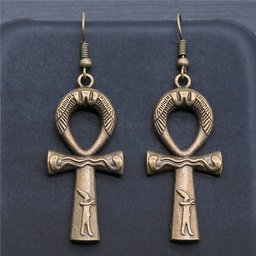Винтаж 2 Цвета 43x19 мм АНК крест очаровывает серьги подходят для женщин вечерние