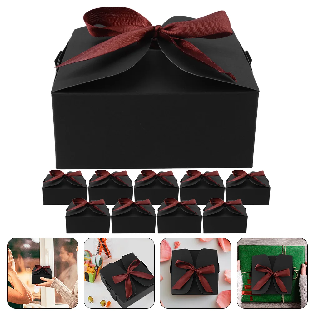 

10 Pcs Paper Gift Box Maid Honor Wrap Accessories Bulk Wraps Kraft Black Small Bags Bridesmaid