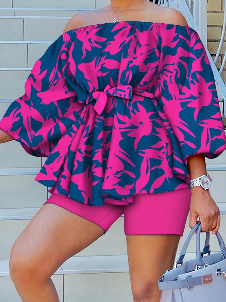 

MKDLUFI топы и шорты с принтом тай-дай с открытыми плечами и поясом