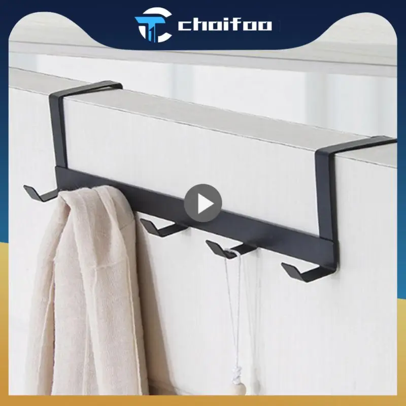 

Punch-free Kitchen Cupboard Hook Key Storage Hanger 5 Hooks New Home Bathroom Hooks Over The Door 2023 New Wholesale