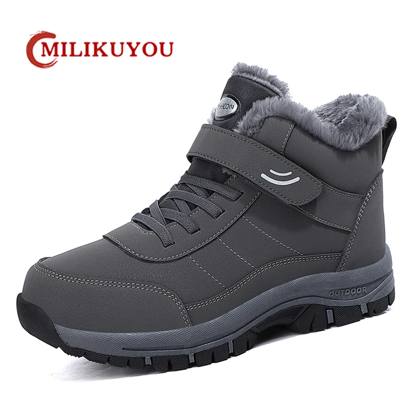 Original Women's Men's Boots Waterproof Leather Sneakers Man Winter Snow Boots 2022 Outdoor Non-slip Plush Warm Men Hiking Boots