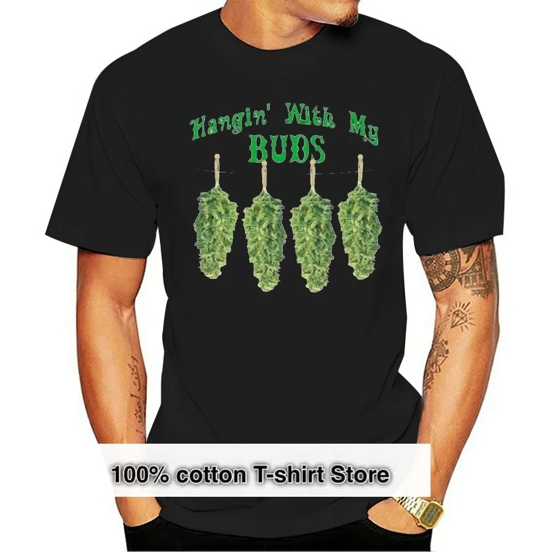 

2019 big and tall t-shirt Hangin Buds funny weed pot tee shirt tall shirts for men