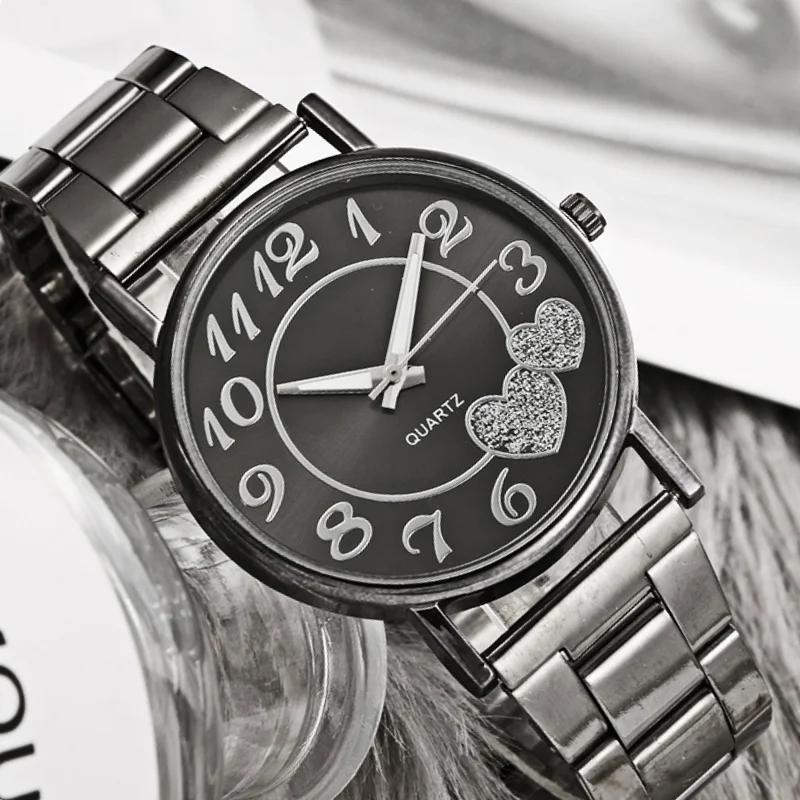 Casual Fashion Mesh Strap Heart Shaped Watch Peach Heart Women's Watch Steel Strap Couple Quartz Watches Trendy Couple Watches