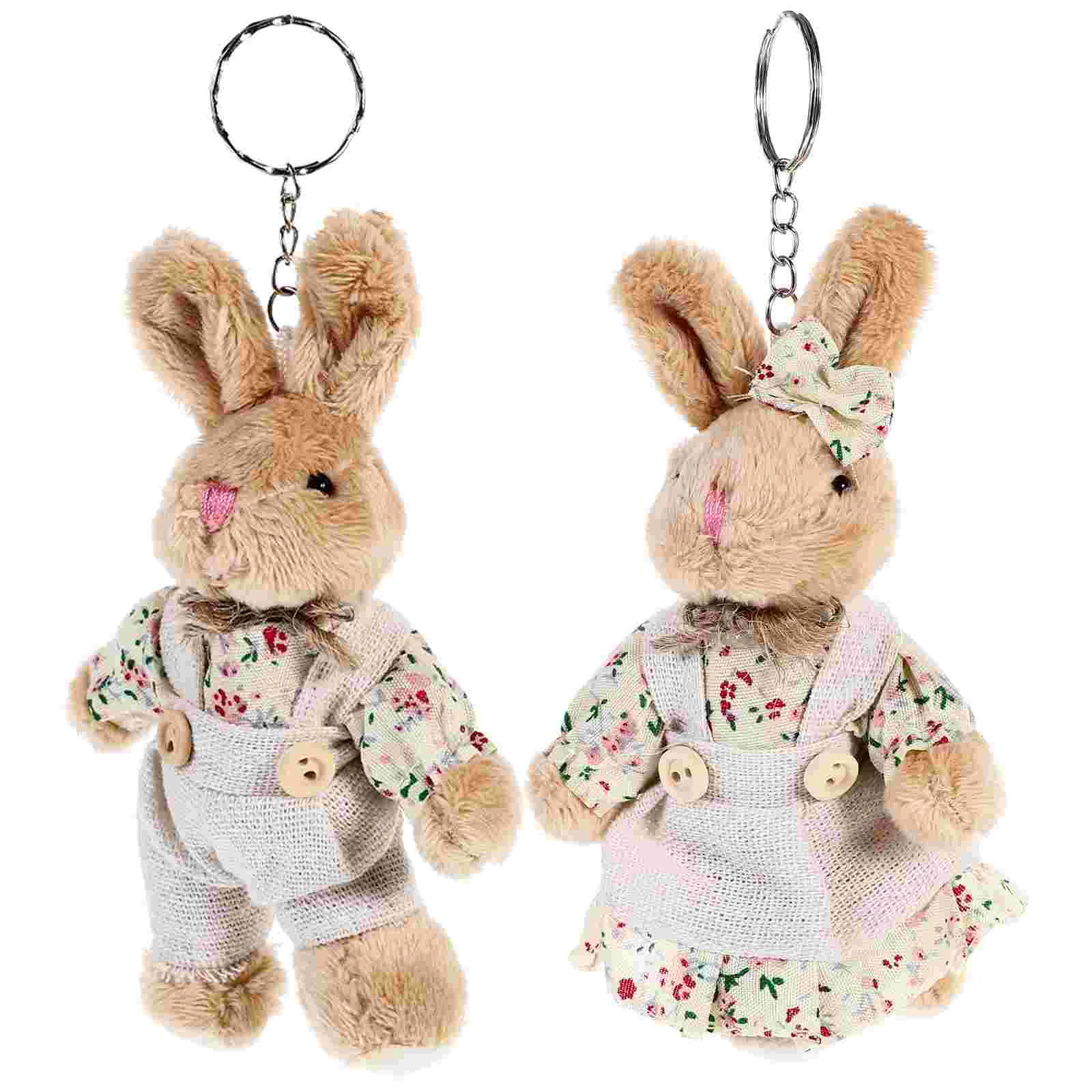 

2pcs Rabbit Keyring Aesthetic Keychain Kids Party Favor Bunny Backpack Pendant