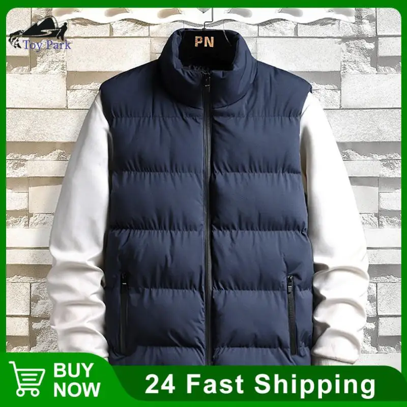 

Vest Men 2022 New Puffer Sleeveless Coat Mens Solid Color Down Winter Warm Waistcoat Outwear Windbreaker Clothing