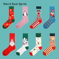 autumn and winter new design christmas snowman socks elderly middle tube socks female christmas socks trend