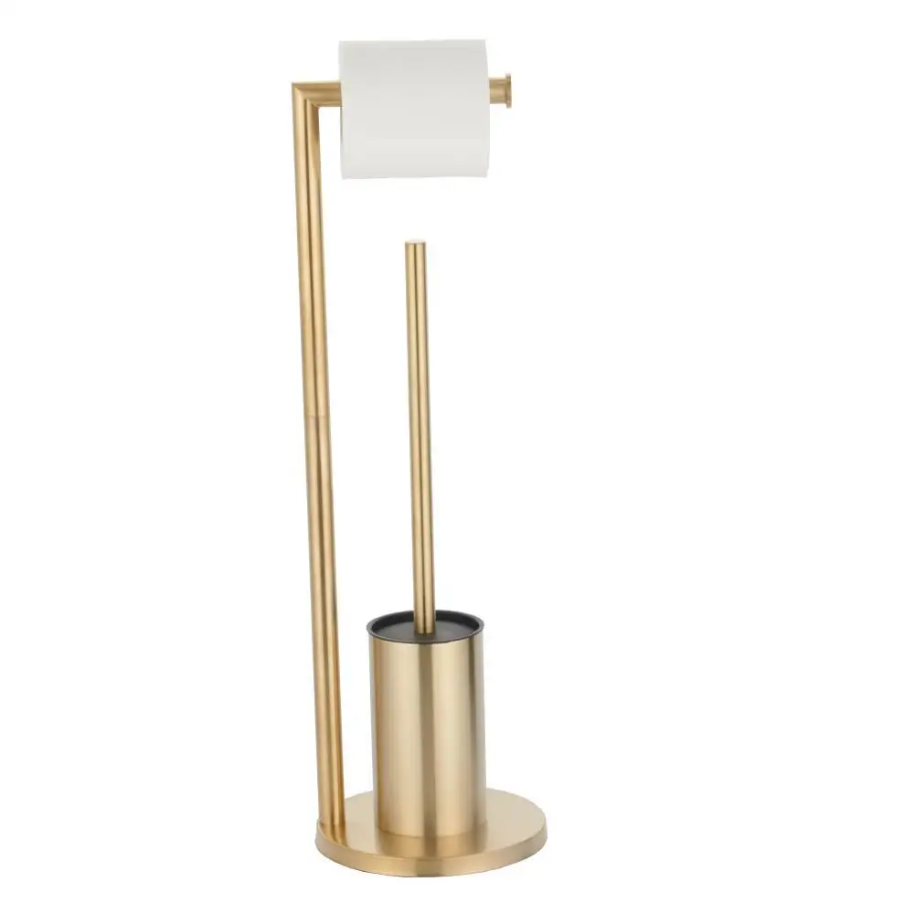 

Floor toilet brush holder with toilet paper holder Stainless steel durable standing paper towel holder Toilet toilet brush