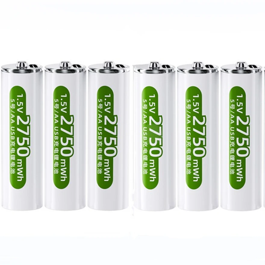 

6pcs/lot New 1.5V AA rechargeable battery 2750mWh USB rechargeable lithium battery can be quickly charged via Type-C data cable