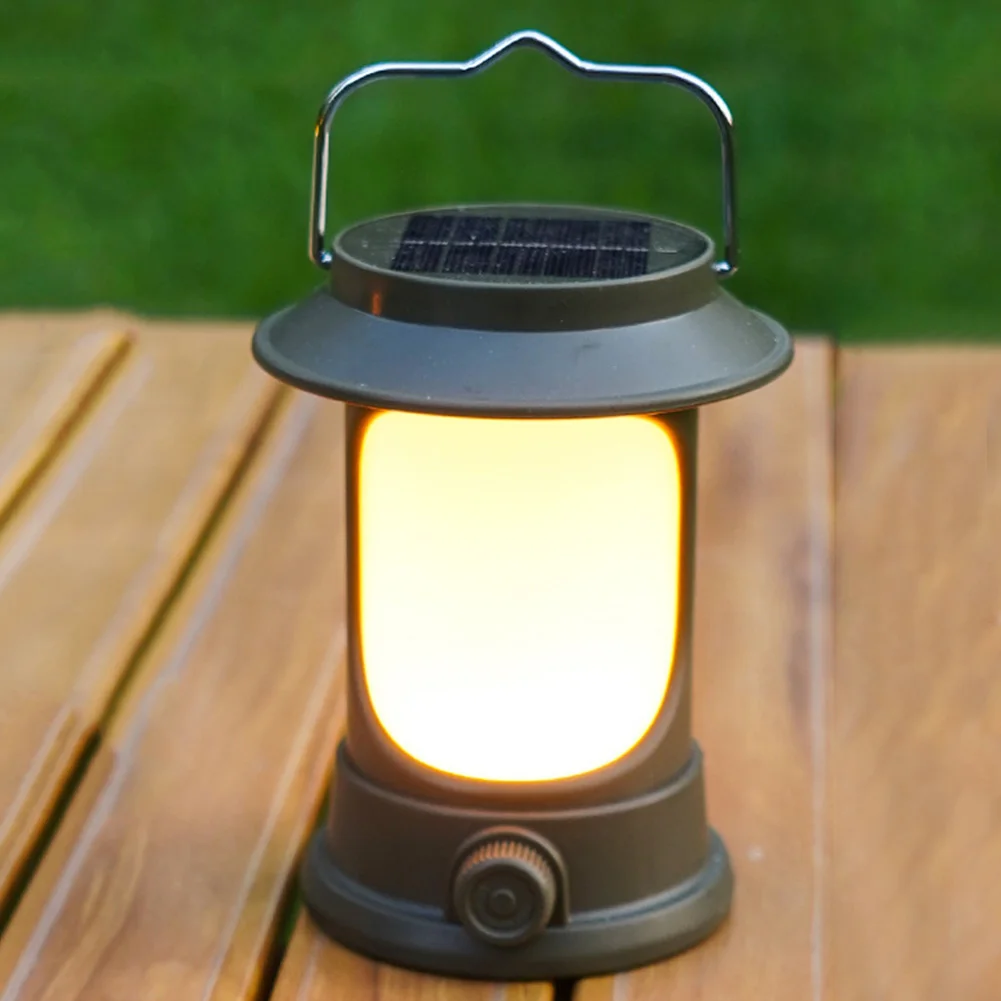 

Vintage LED Camping Lantern 150LM 1200mAh Lightweight Tent Light Type-C USB Solar Charging Waterproof for Hiking Travel BBQ
