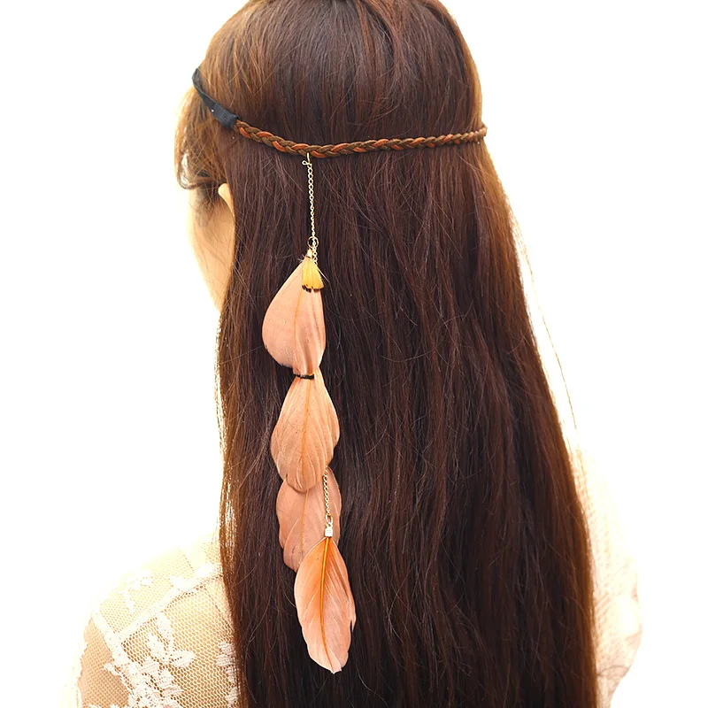 

Feather Headband Fashion Bohemian Feather Hairband Seaside Vacation Creative Indian Retro Hair Accessories