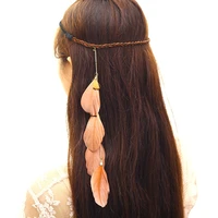 feather headband fashion bohemian feather hairband seaside vacation creative indian retro hair accessories