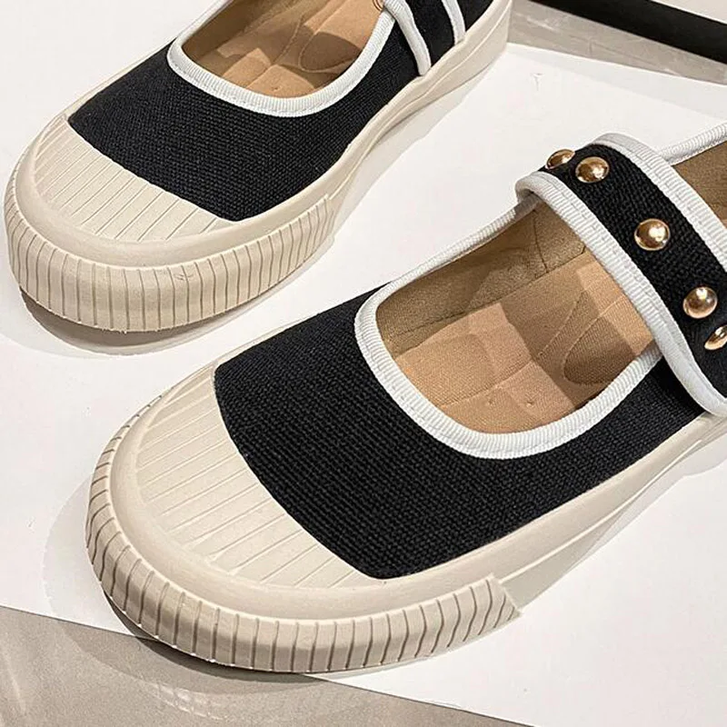 Brand Mary Jane Shoes Thick-soled Canvas Shoes Women Retro Rivet Lolita Shoes Japanese Jk Uniform Original Girl College Style