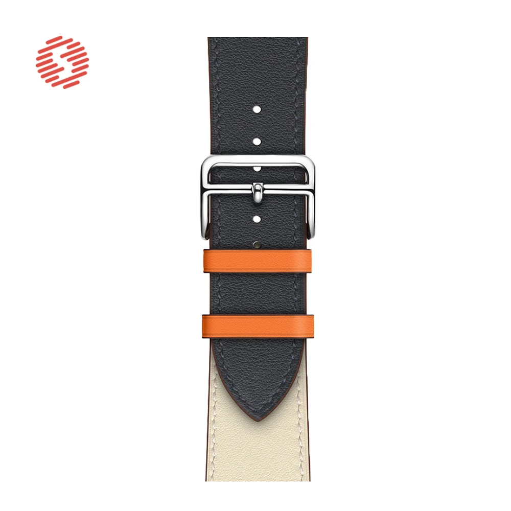 Ремешок кожаный ShengOne для Apple Watch 7 6 SE 5 4 45 44 42 мм изысканный двухцветный сменный