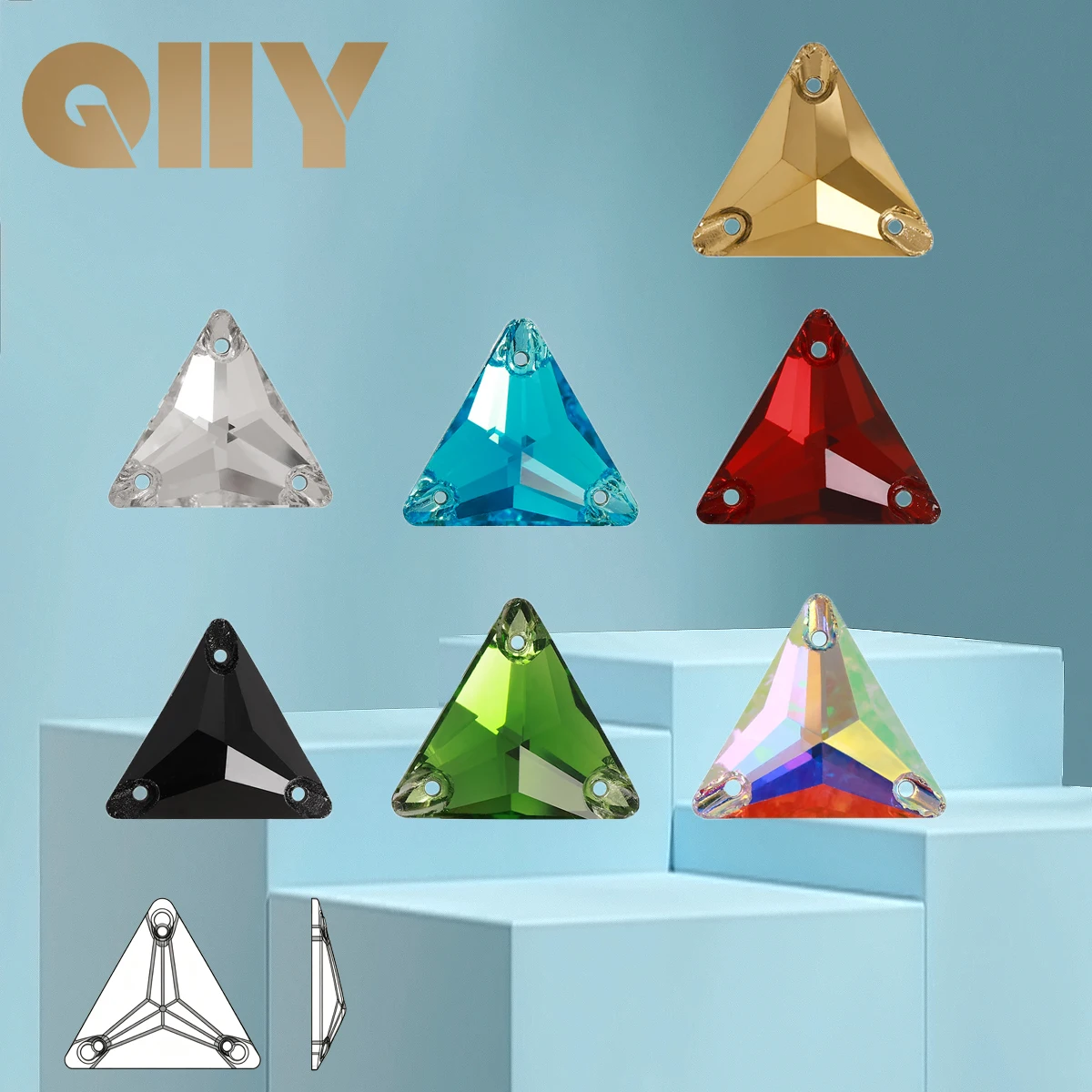 Фото Стразы QIIY Trilliant Top Quality Glass Moonlight Crystal AB для пришивания, плоские, для одежды, сумок и белья №1