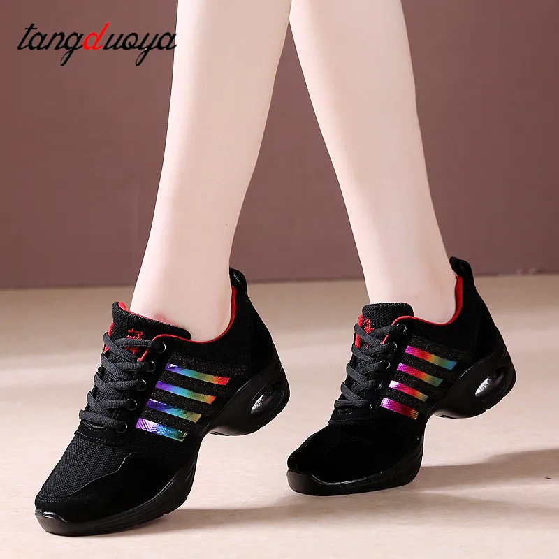 For Woman Jazz Shoes Mesh Modern Outsole Dance Sneakers Brea