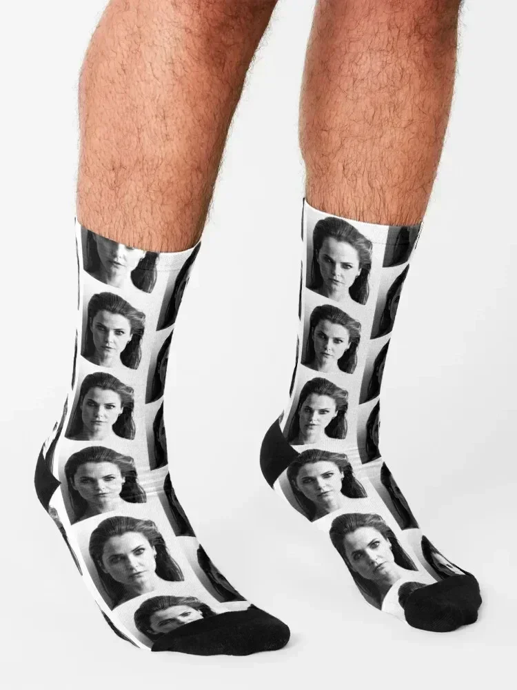 Keri Russell черно-белые портретные носки в горошек мужские спортивные яркие