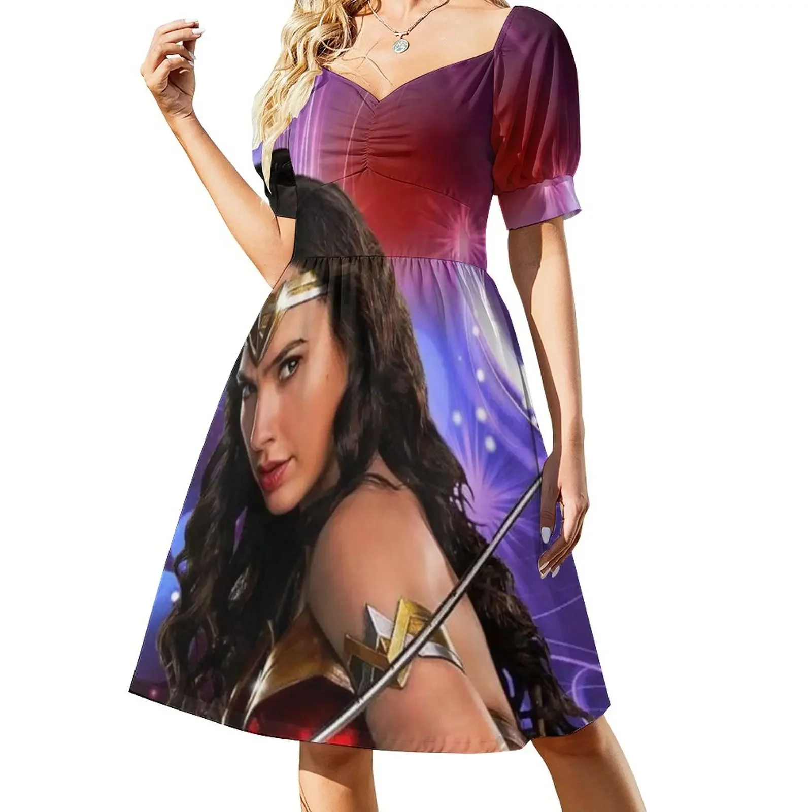 Платье с короткими рукавами gal gadot женское платье женская одежда новинка 2025